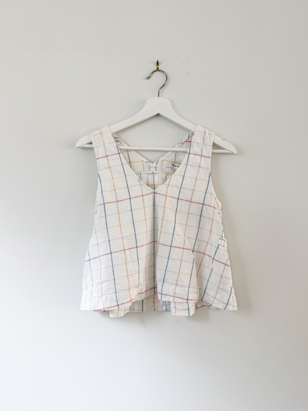 Madewell Linen Blend Side-Tie Tank Top in Windowpane
